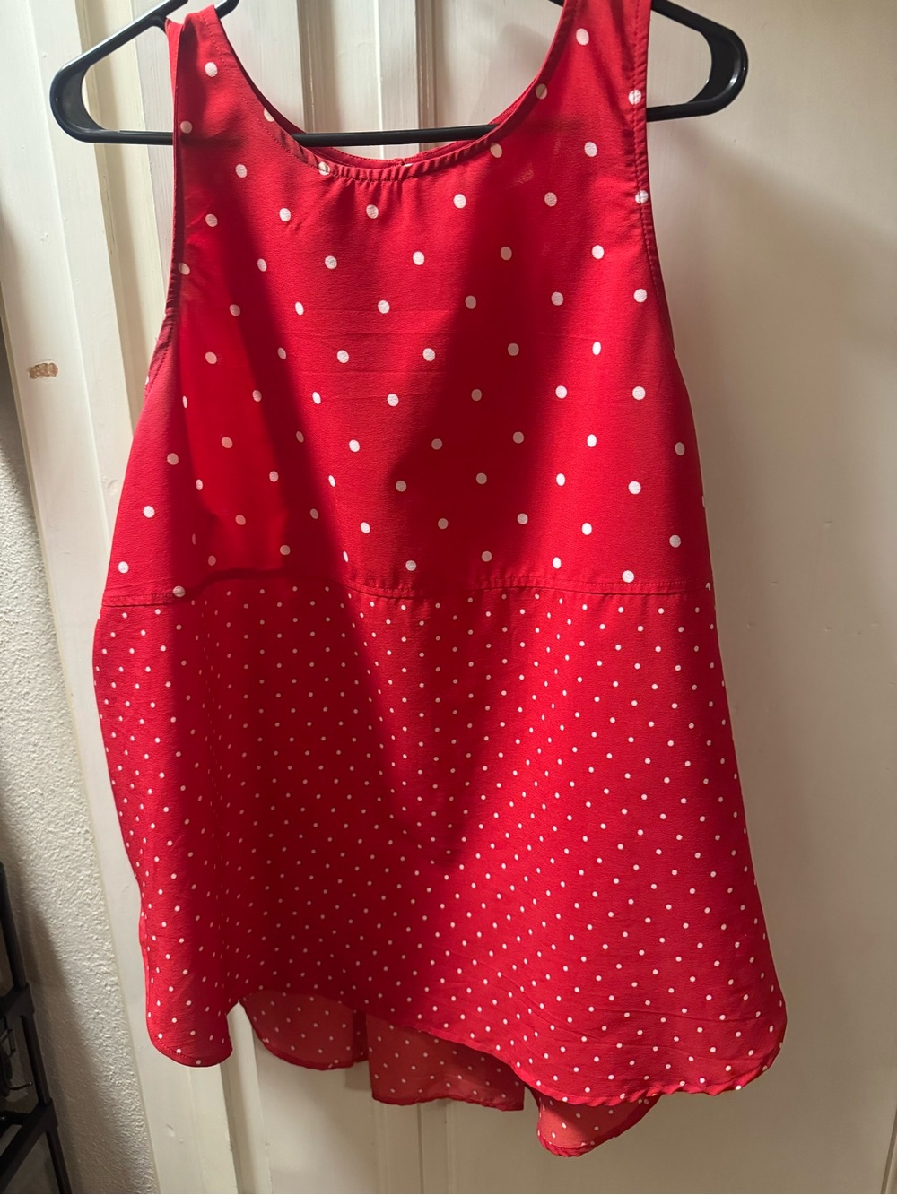 Faded Glory Red Polka Dot High-Low Tank Top